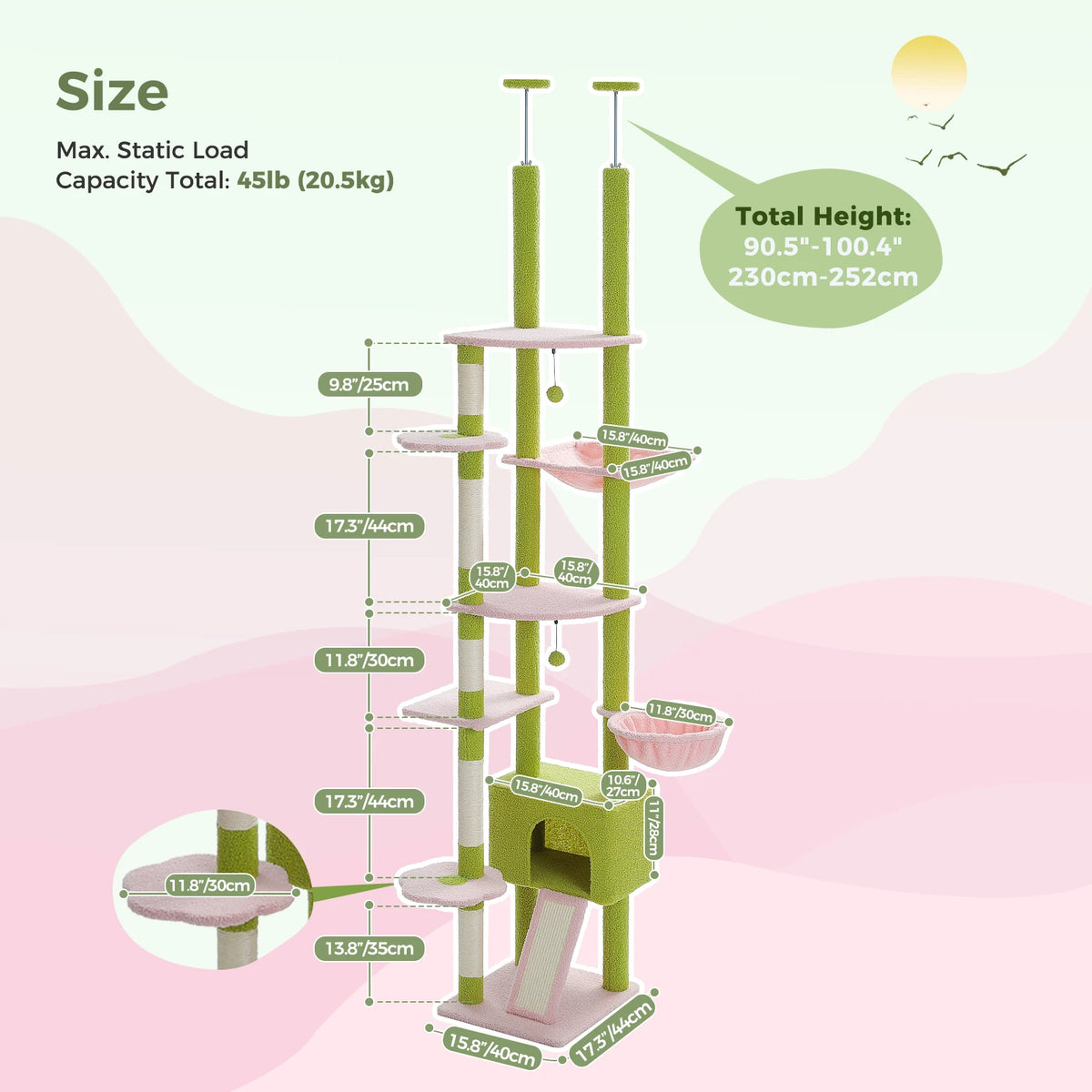 Cactus Floor-to-Ceiling Cat Tower — product view 6