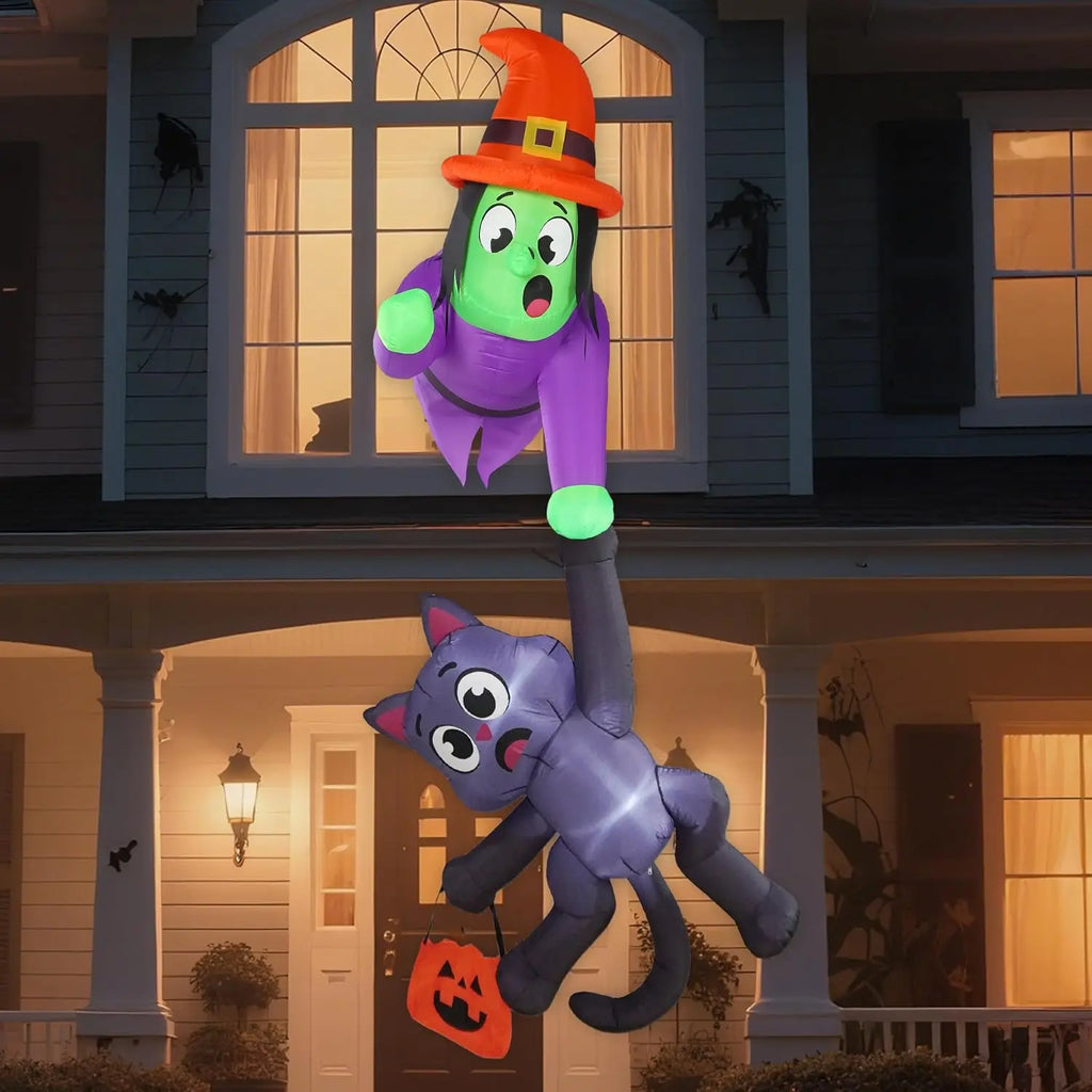 8 ft Witch & Cat Halloween Inflatable